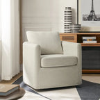 Fauteuil pivotant moderne à 360 degrés avec housse amovible aspect lin