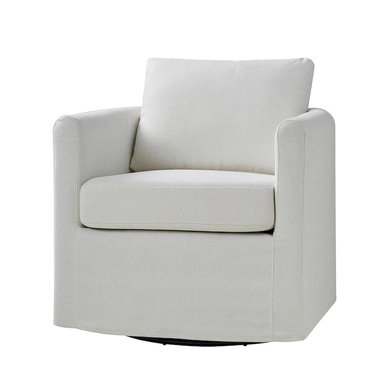 Fauteuil pivotant moderne à 360 degrés avec housse amovible aspect lin