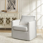 Fauteuil pivotant moderne à 360 degrés avec housse amovible aspect lin