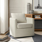 Fauteuil pivotant moderne à 360 degrés avec housse amovible aspect lin