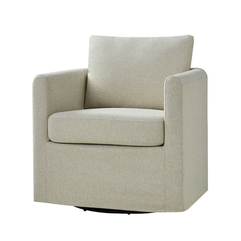 Fauteuil pivotant moderne à 360 degrés avec housse amovible aspect lin