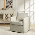 Fauteuil pivotant moderne à 360 degrés avec housse amovible aspect lin