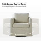 Fauteuil pivotant moderne à 360 degrés avec housse amovible aspect lin