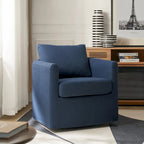 Fauteuil pivotant moderne à 360 degrés avec housse amovible aspect lin