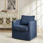 Fauteuil pivotant moderne à 360 degrés avec housse amovible aspect lin