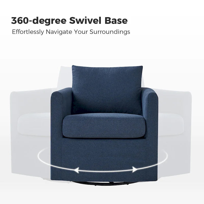 Fauteuil pivotant moderne à 360 degrés avec housse amovible aspect lin
