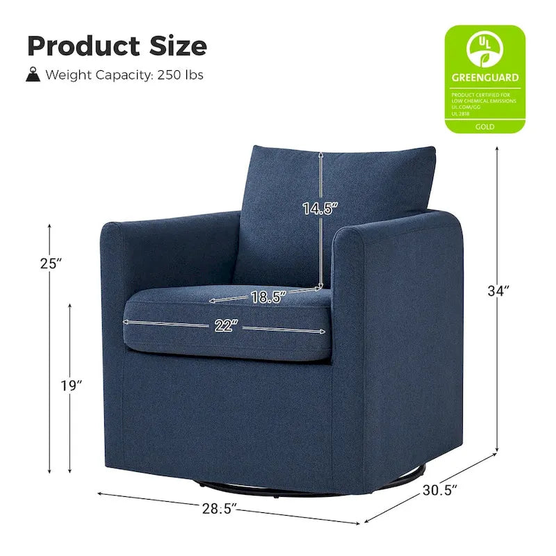 Fauteuil pivotant moderne à 360 degrés avec housse amovible aspect lin