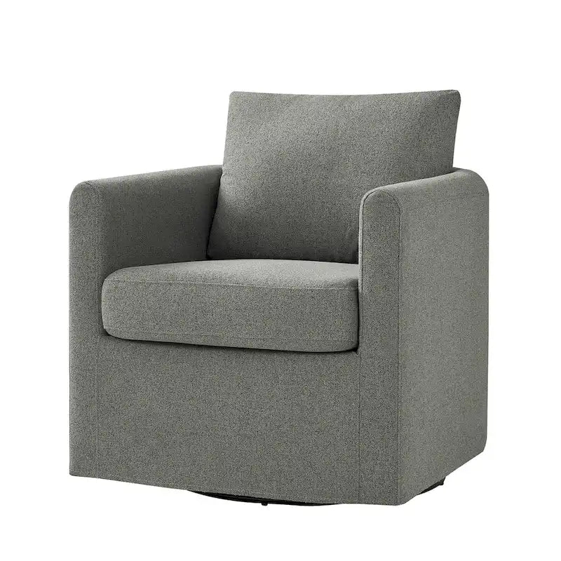Fauteuil pivotant moderne à 360 degrés avec housse amovible aspect lin