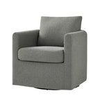 Fauteuil pivotant moderne à 360 degrés avec housse amovible aspect lin