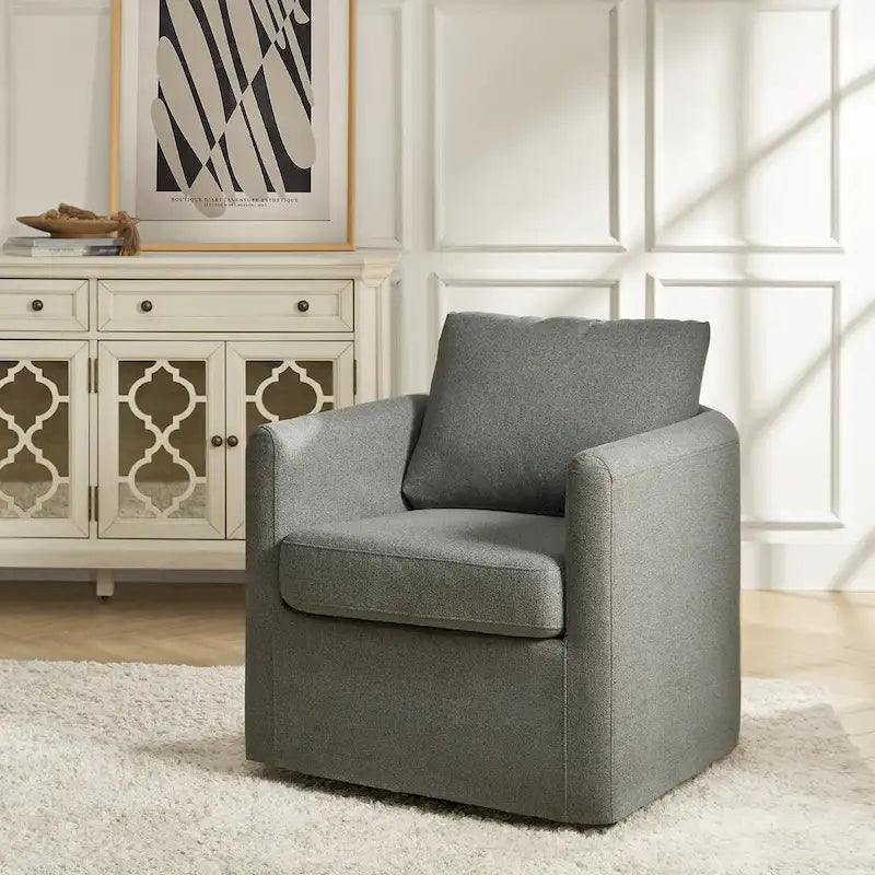 Fauteuil pivotant moderne à 360 degrés avec housse amovible aspect lin