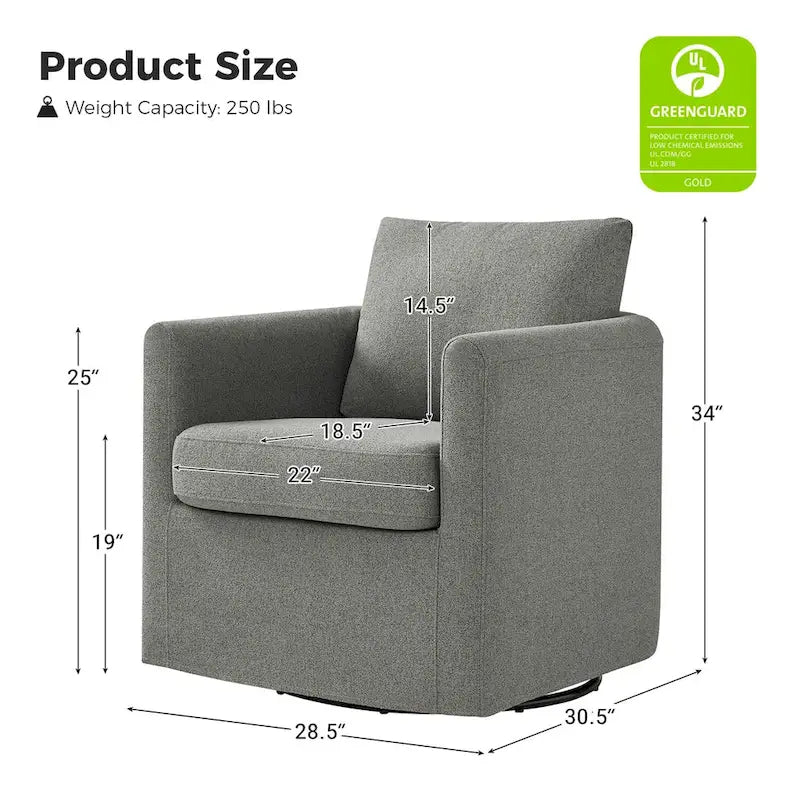 Fauteuil pivotant moderne à 360 degrés avec housse amovible aspect lin