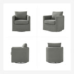 Fauteuil pivotant moderne à 360 degrés avec housse amovible aspect lin