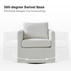 Fauteuil pivotant moderne à 360 degrés avec housse amovible aspect lin