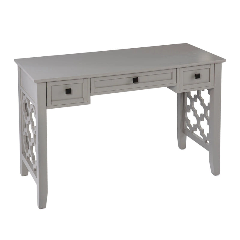 Bureau avec 3 tiroirs de rangement et motif décoratif en quadrilobe