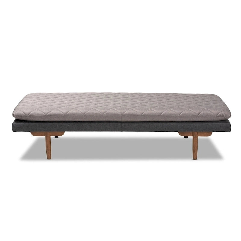 Canapé-lit en bois rembourré de style moderne du milieu du siècle – Élégant futon