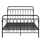 Lit plate-forme en métal avec tête de lit arquée élégante et boules décoratives