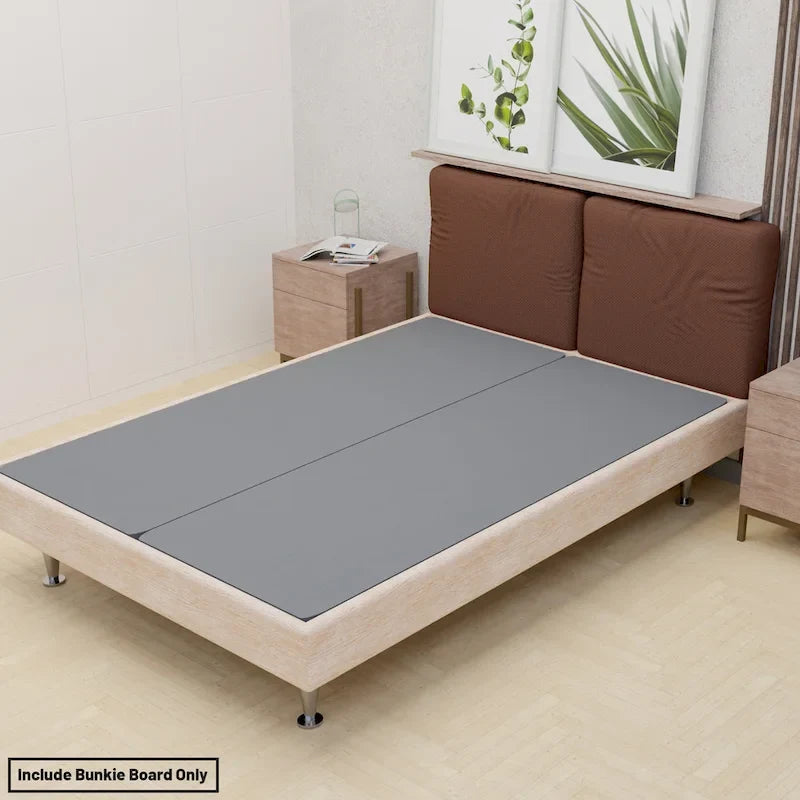 Sommier tapissier en deux parties de 3,8 cm pour support de matelas – Entièrement assemblé, Gris