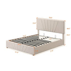 Lit plateforme rembourré avec système de rangement hydraulique sous le lit