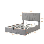 Lit plateforme rembourré avec système de rangement hydraulique sous le lit