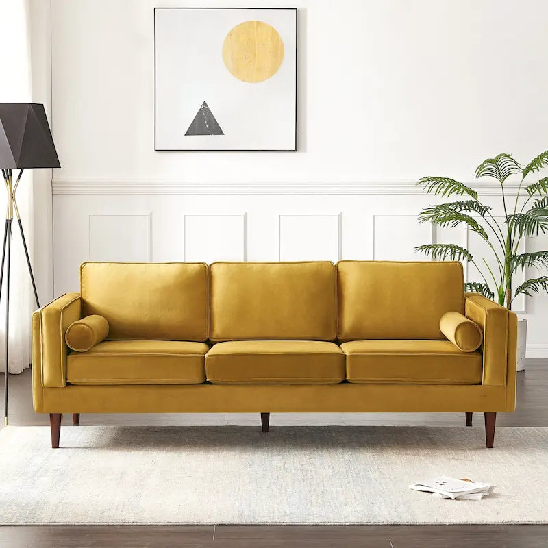 Canapé en velours de style moderne du milieu du siècle pour salon – 88" de large, sarcelle