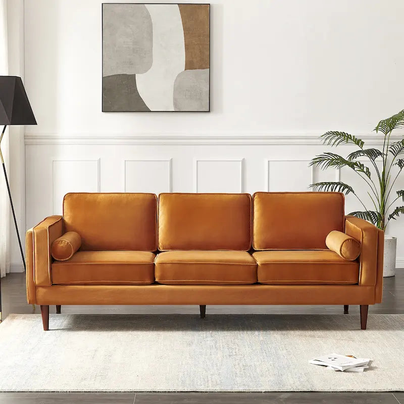 Canapé en velours de style moderne du milieu du siècle pour salon – 88" de large, sarcelle