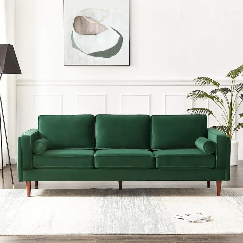 Canapé en velours de style moderne du milieu du siècle pour salon – 88" de large, sarcelle