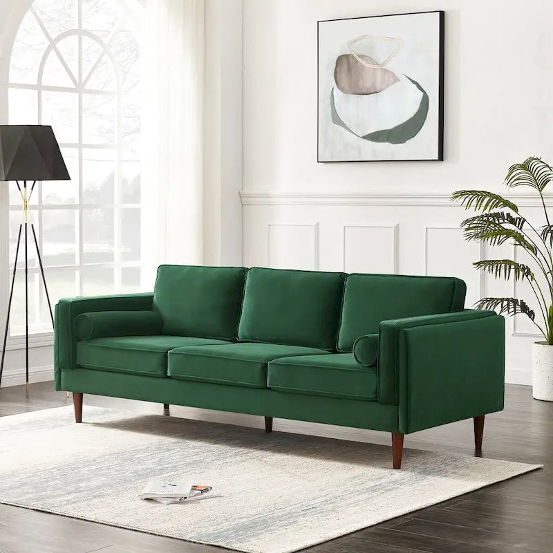 Canapé en velours de style moderne du milieu du siècle pour salon – 88" de large, sarcelle