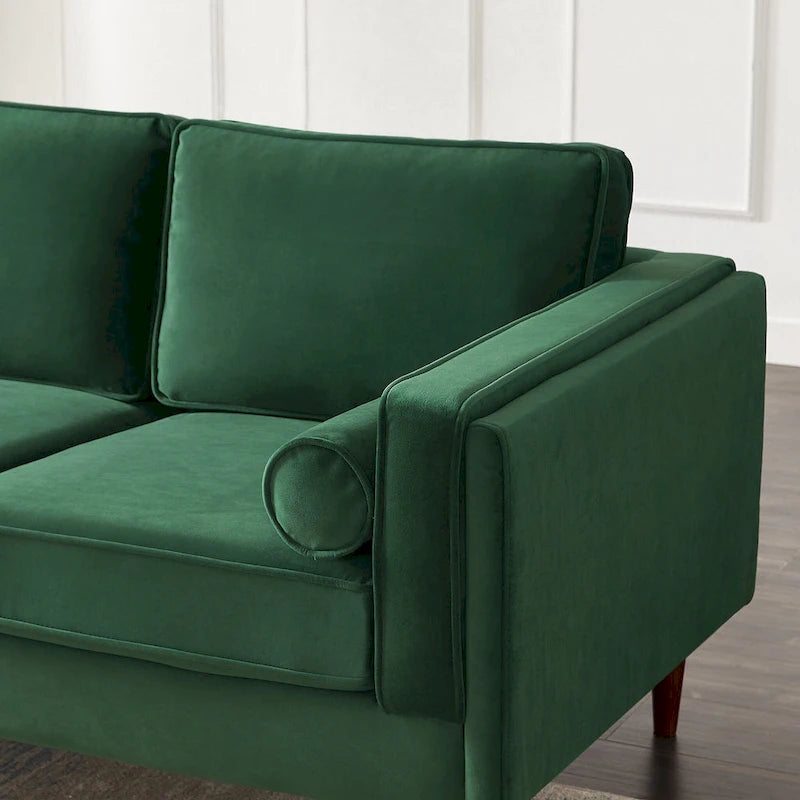 Canapé en velours de style moderne du milieu du siècle pour salon – 88" de large, sarcelle