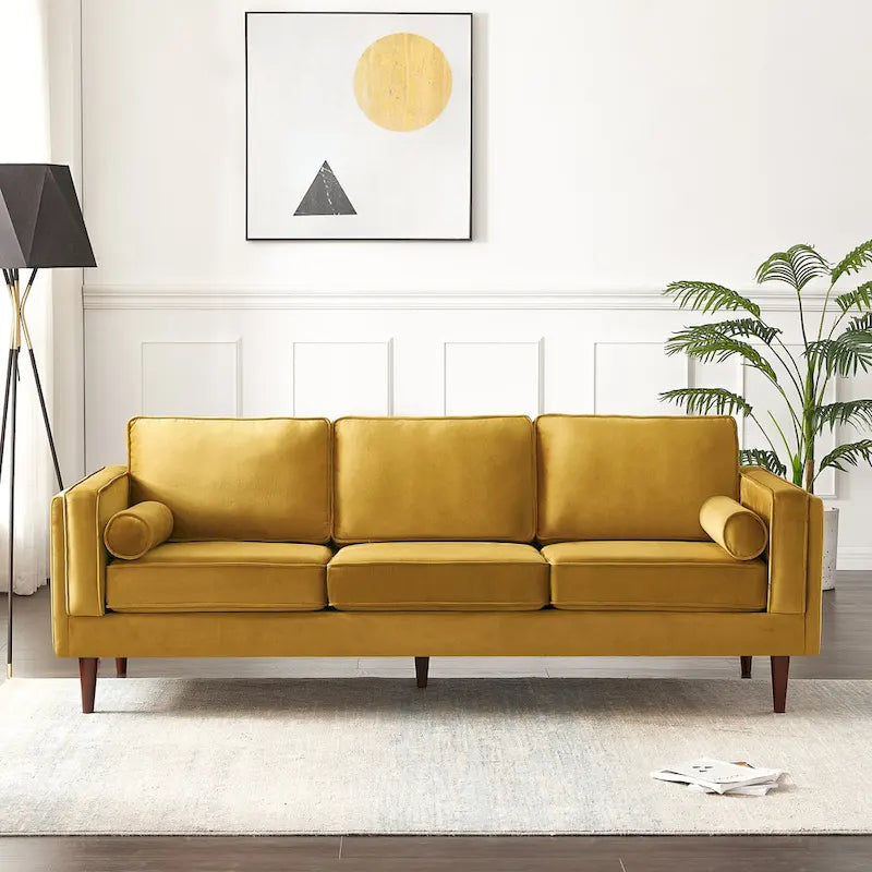Canapé en velours de style moderne du milieu du siècle pour salon – 88" de large, sarcelle