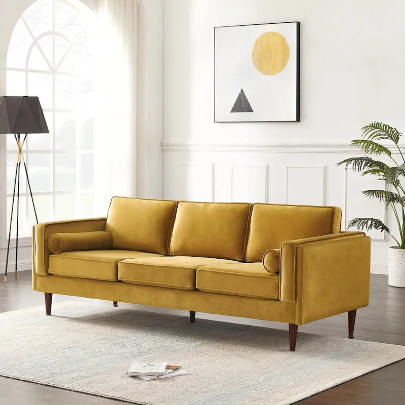 Canapé en velours de style moderne du milieu du siècle pour salon – 88" de large, sarcelle