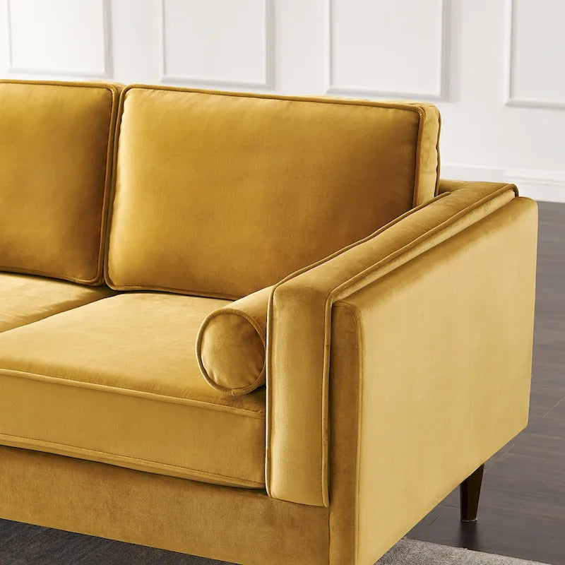 Canapé en velours de style moderne du milieu du siècle pour salon – 88" de large, sarcelle