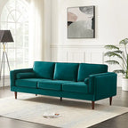 Canapé en velours de style moderne du milieu du siècle pour salon – 88" de large, sarcelle