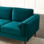 Canapé en velours de style moderne du milieu du siècle pour salon – 88" de large, sarcelle