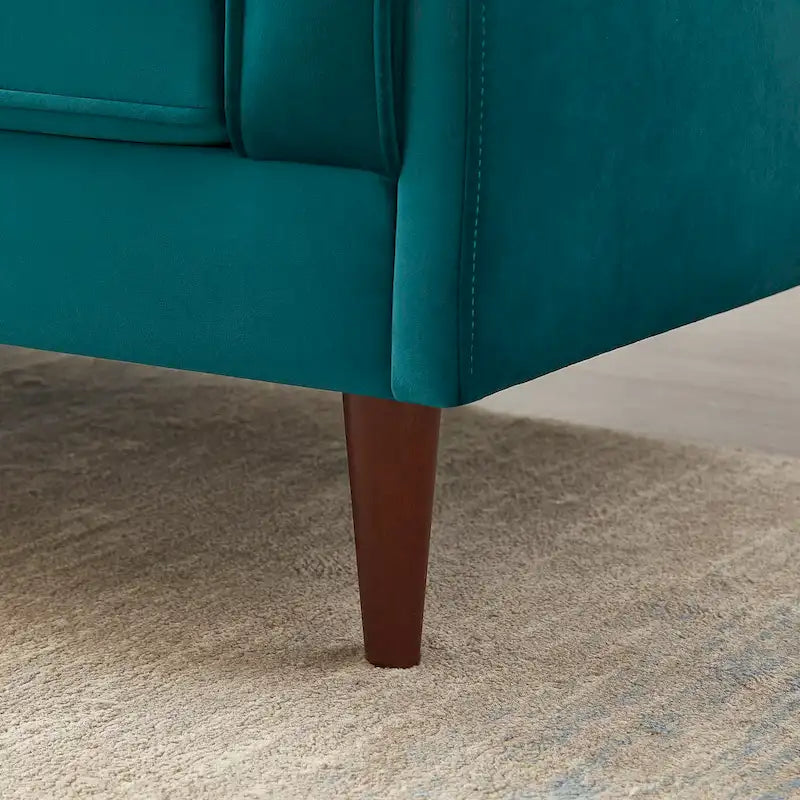 Canapé en velours de style moderne du milieu du siècle pour salon – 88" de large, sarcelle