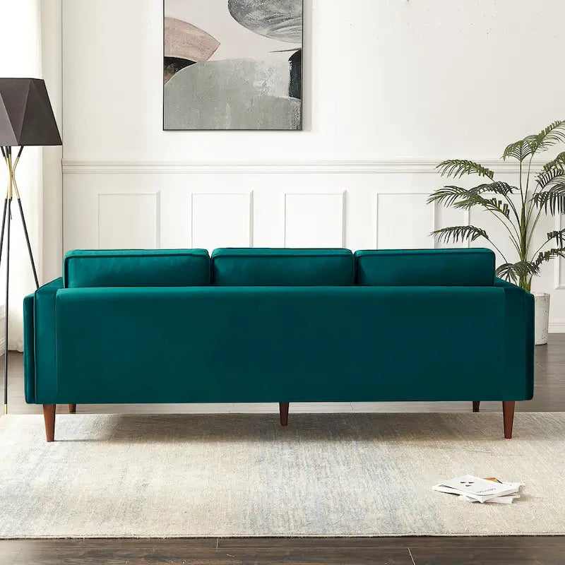Canapé en velours de style moderne du milieu du siècle pour salon – 88" de large, sarcelle