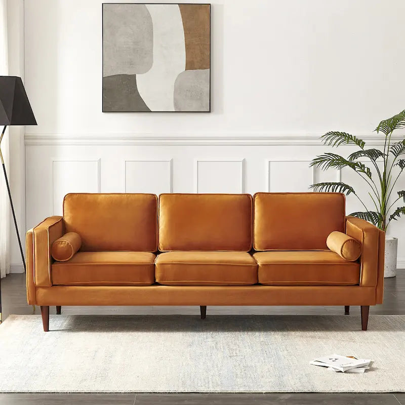 Canapé en velours de style moderne du milieu du siècle pour salon – 88" de large, sarcelle