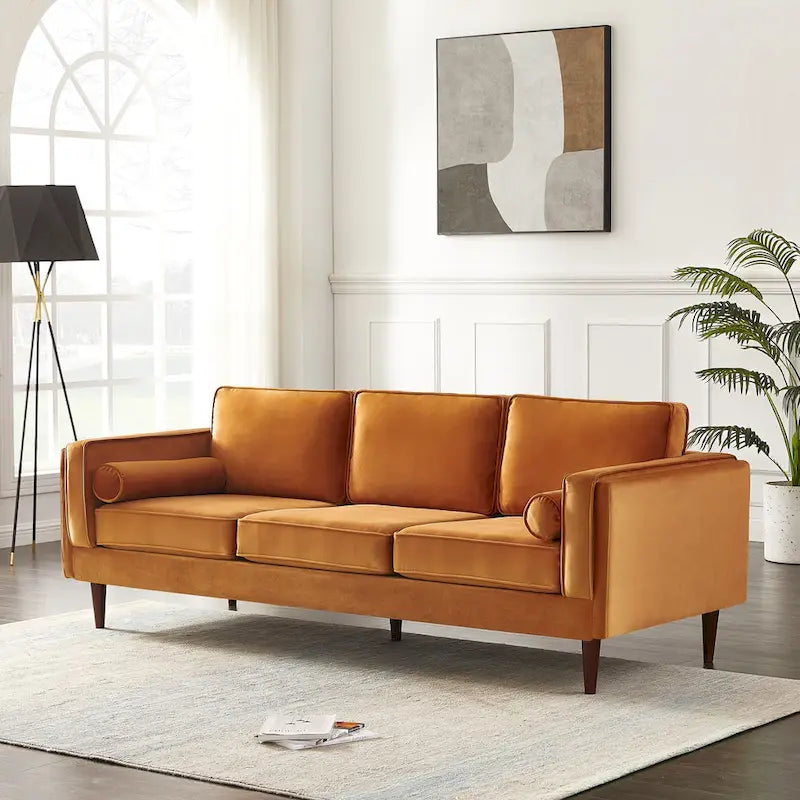 Canapé en velours de style moderne du milieu du siècle pour salon – 88" de large, sarcelle