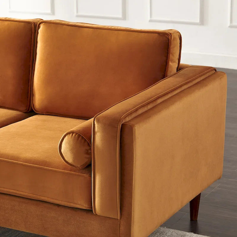 Canapé en velours de style moderne du milieu du siècle pour salon – 88" de large, sarcelle