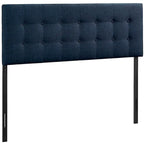 Tête de lit King Size en tissu capitonné bleu foncé