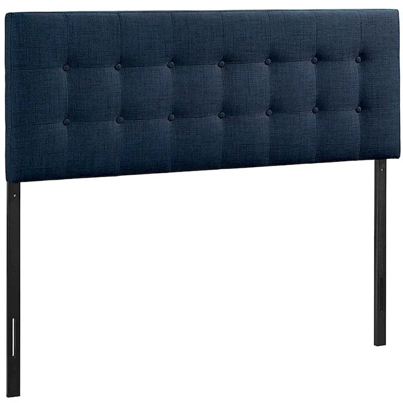 Tête de lit King Size en tissu capitonné bleu foncé