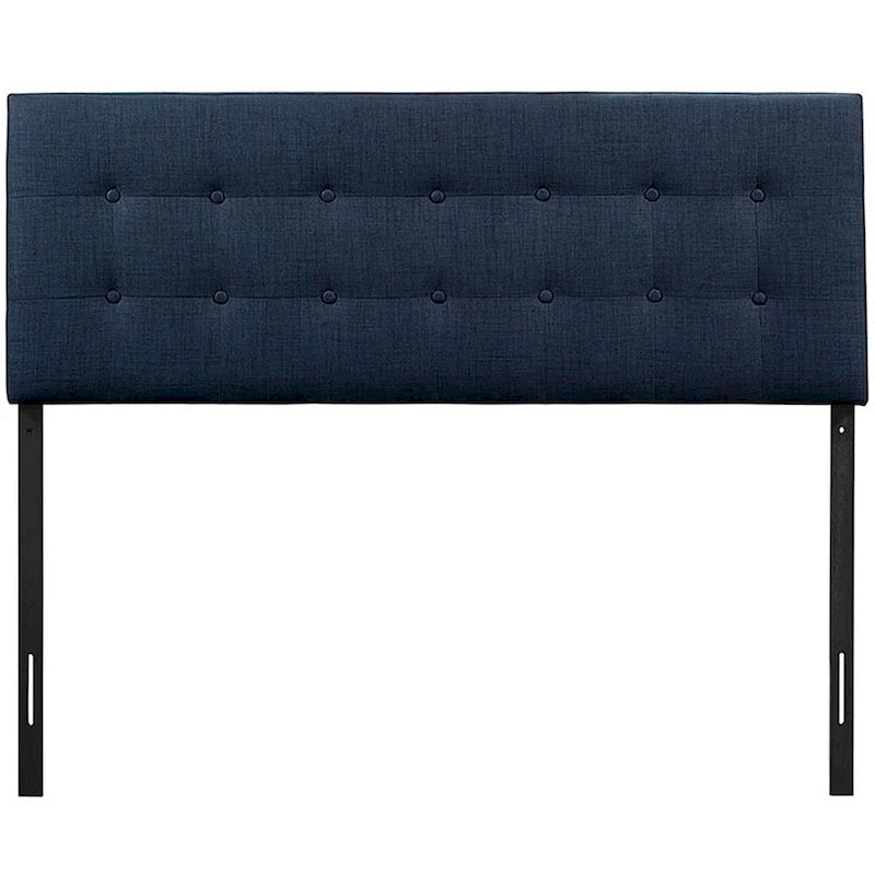 Tête de lit King Size en tissu capitonné bleu foncé