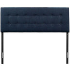 Tête de lit King Size en tissu capitonné bleu foncé