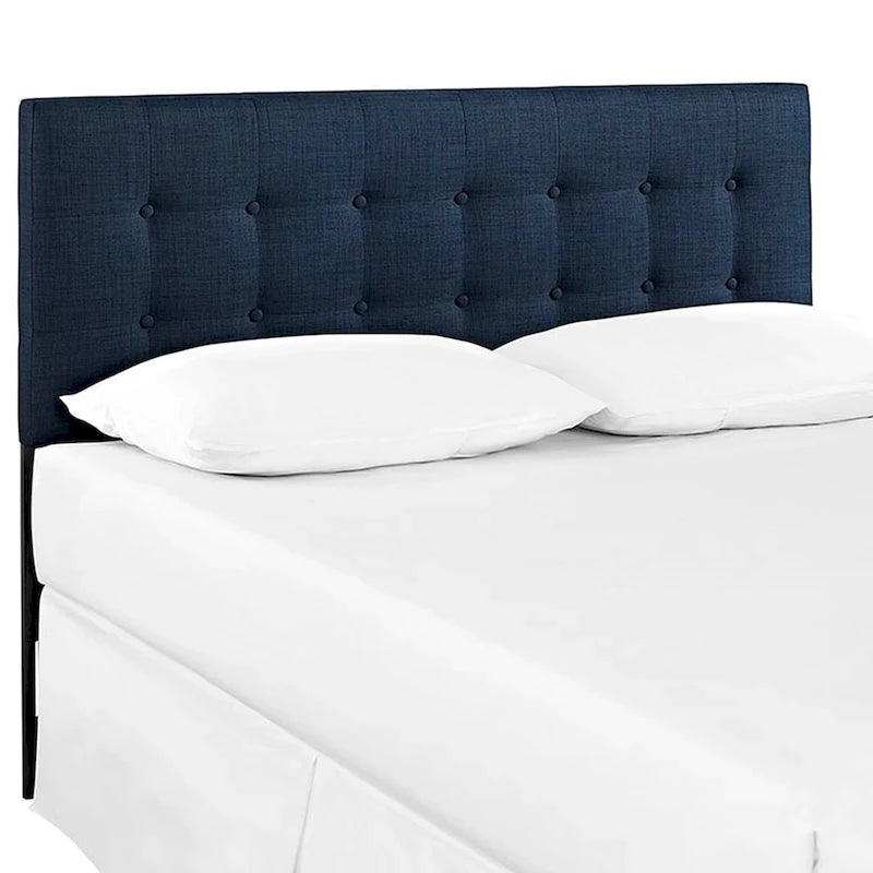 Tête de lit King Size en tissu capitonné bleu foncé