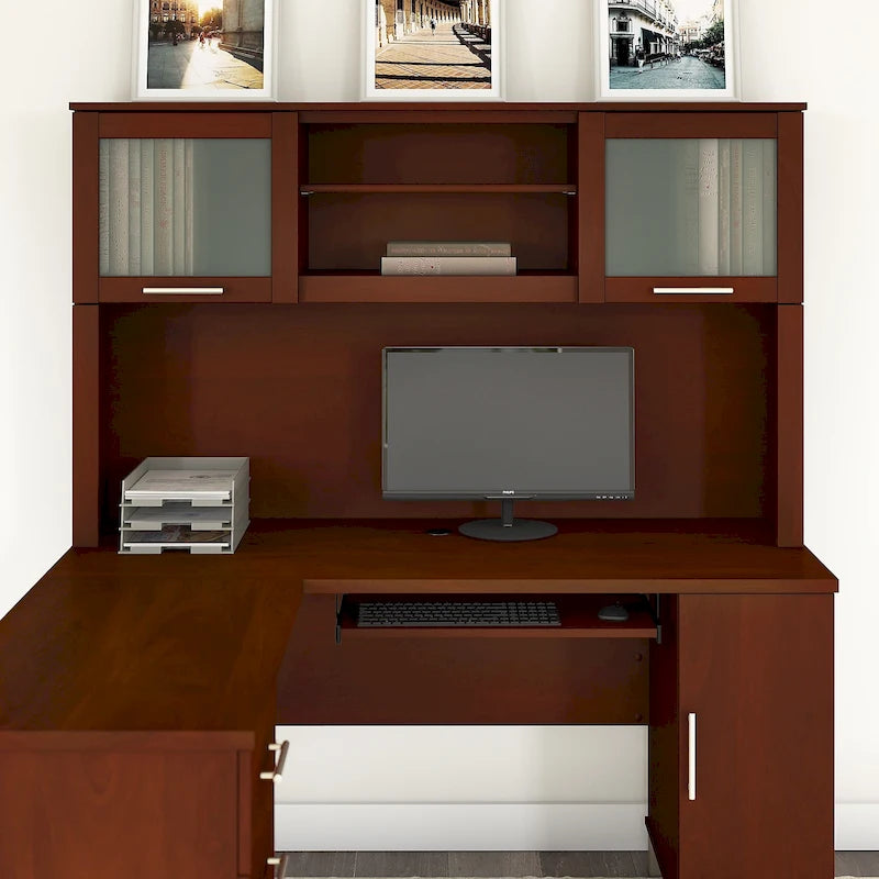 Haut de bibliothèque Somerset 60W pour bureau en L – Fini gris cendré