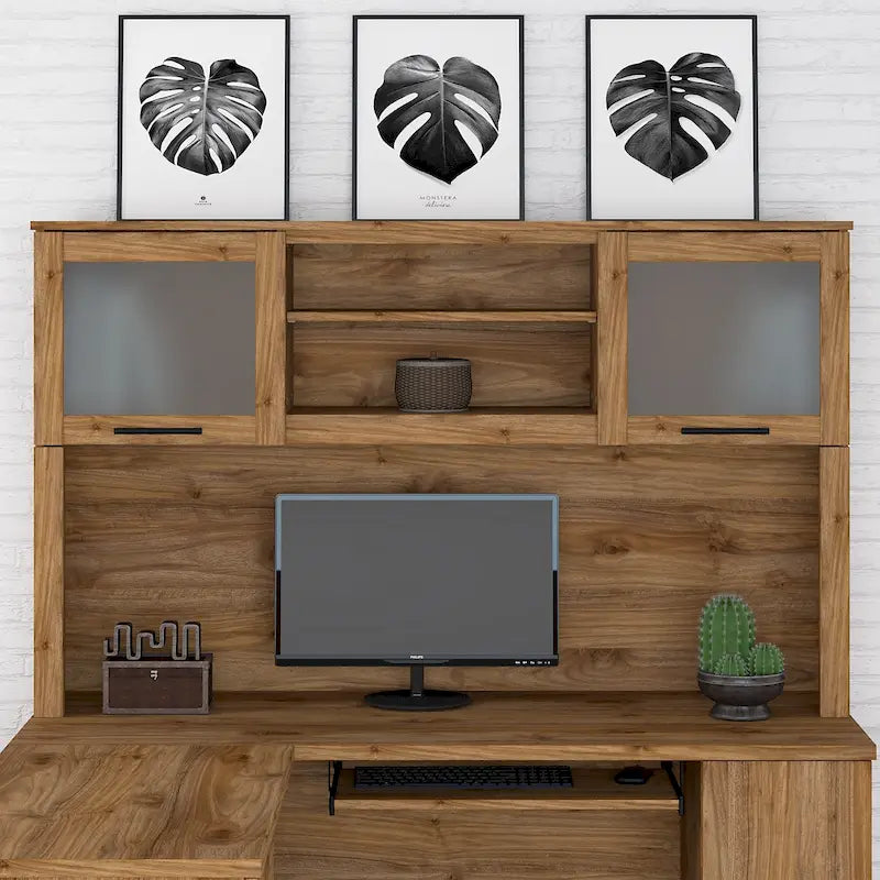 Haut de bibliothèque Somerset 60W pour bureau en L – Fini gris cendré