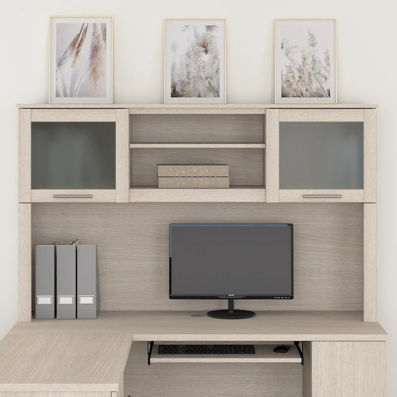 Haut de bibliothèque Somerset 60W pour bureau en L – Fini gris cendré