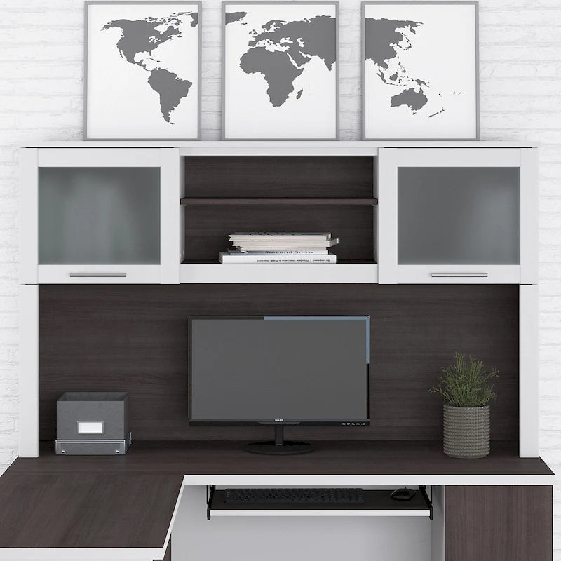 Haut de bibliothèque Somerset 60W pour bureau en L – Fini gris cendré