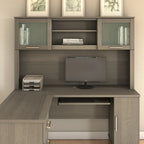 Haut de bibliothèque Somerset 60W pour bureau en L – Fini gris cendré