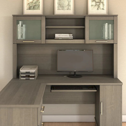Haut de bibliothèque Somerset 60W pour bureau en L – Fini gris cendré