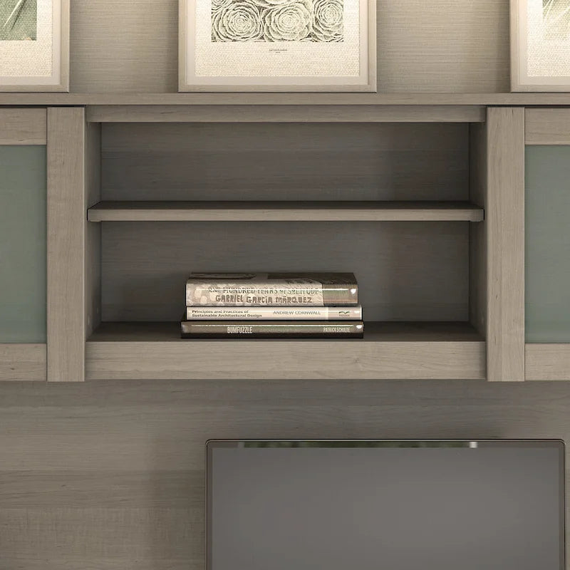 Haut de bibliothèque Somerset 60W pour bureau en L – Fini gris cendré